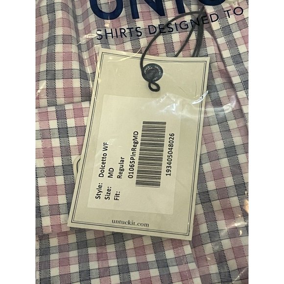 NWT UNTUCKit LS Button Up Shirt | Blue Pink Plaid | Dolcetto WF | Men’s M • Reg - Picture 5 of 6